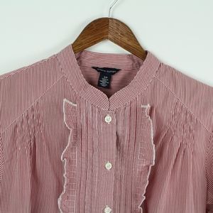 Tommy Hilfiger Red Pin Stripe Ruffle Front, Small
